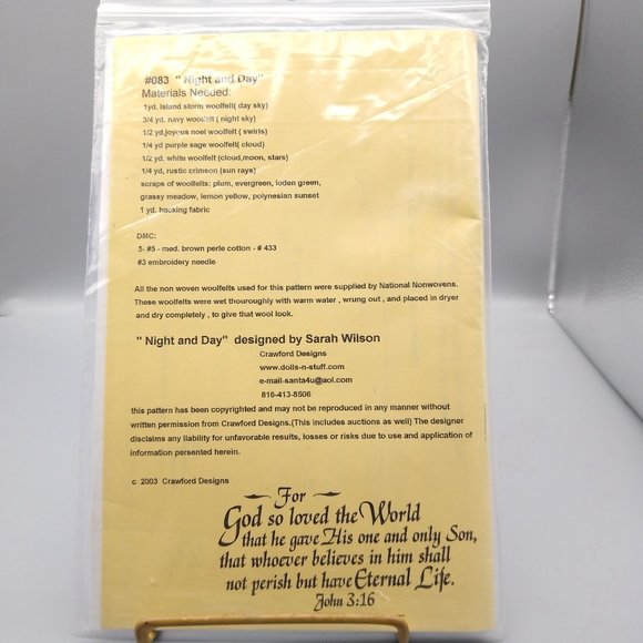 UNCUT Vintage Quilt Sewing Patterns, Night and Day 083, Crawford Designs 2003 - Picture 3 of 3